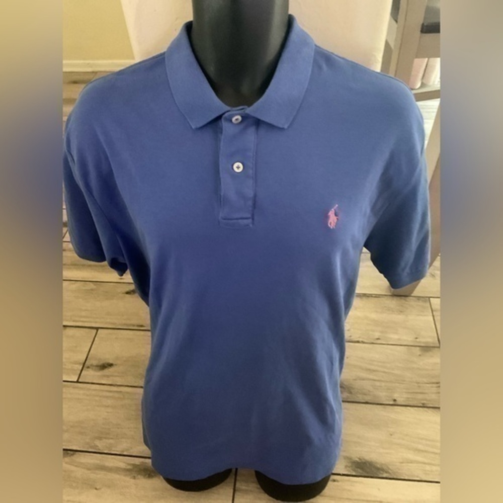Men’s used size L large Ralph Lauren only blue polo cotton shirt